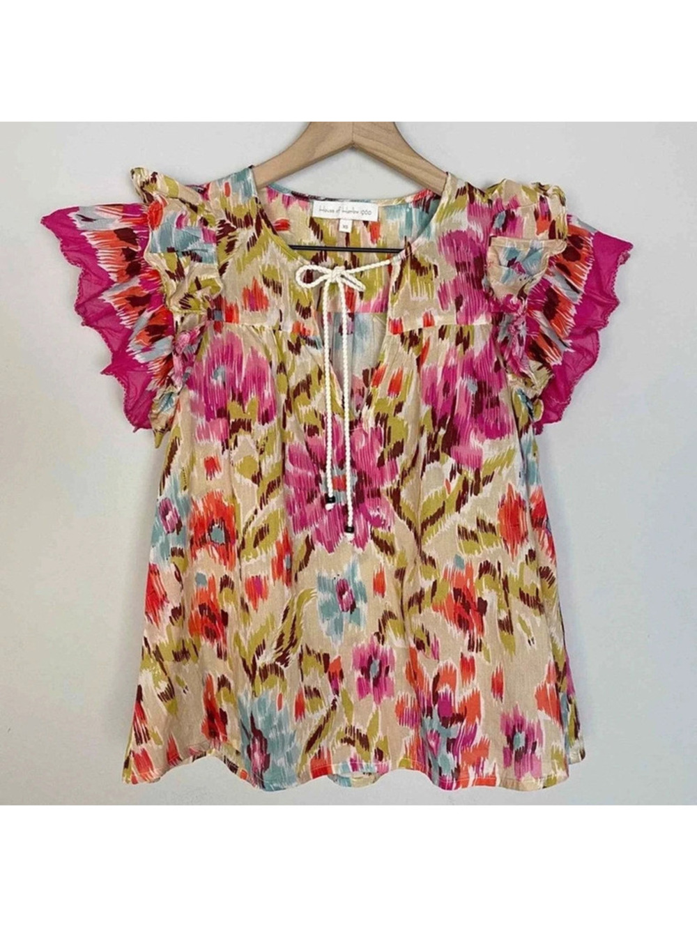 House of Harlow 1960 100% Cotton Boho Babydoll Top | Women’s XS